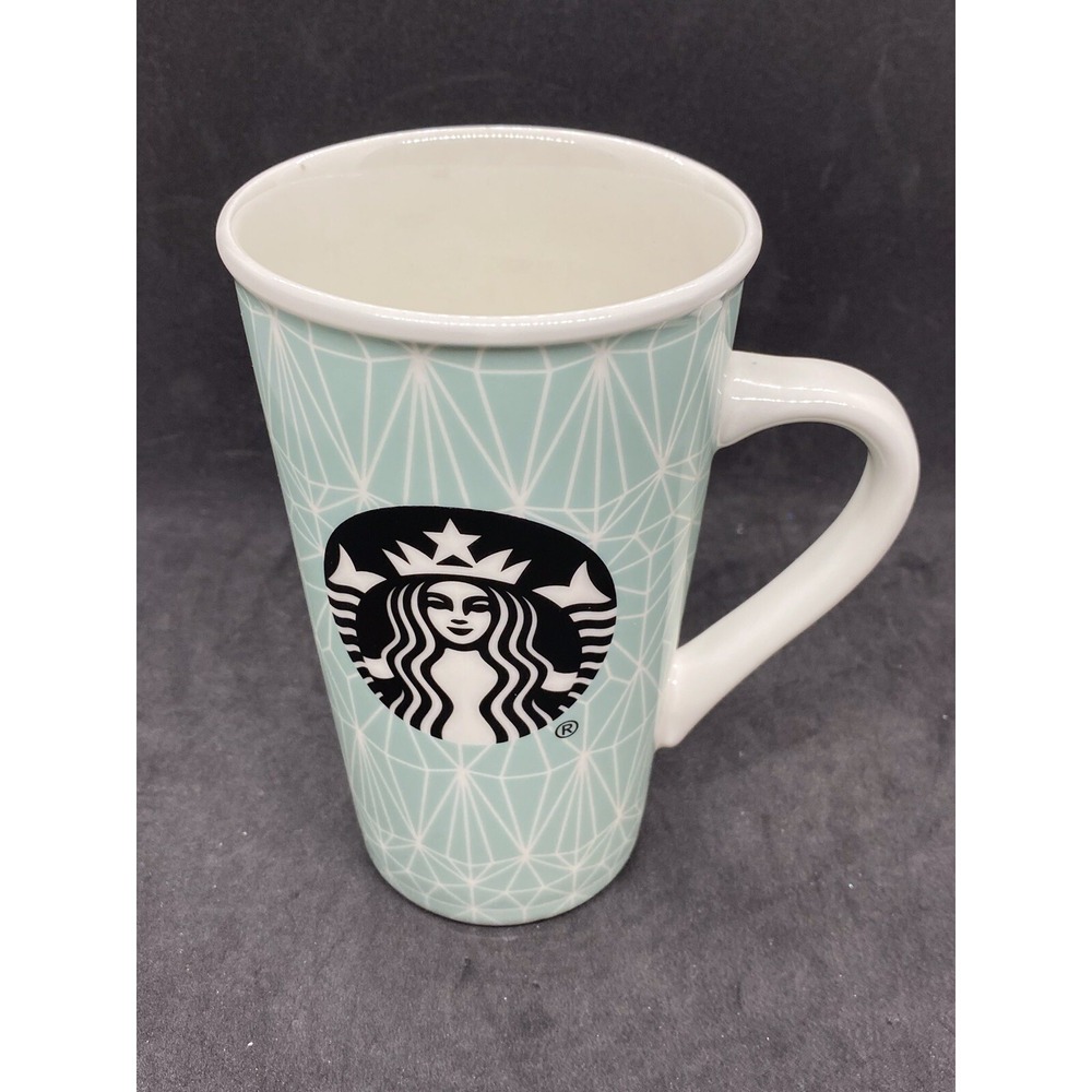 Starbucks Mint Green Diamond Geometric‎ Black Siren Logo Mermaid Travel Mug 16oz